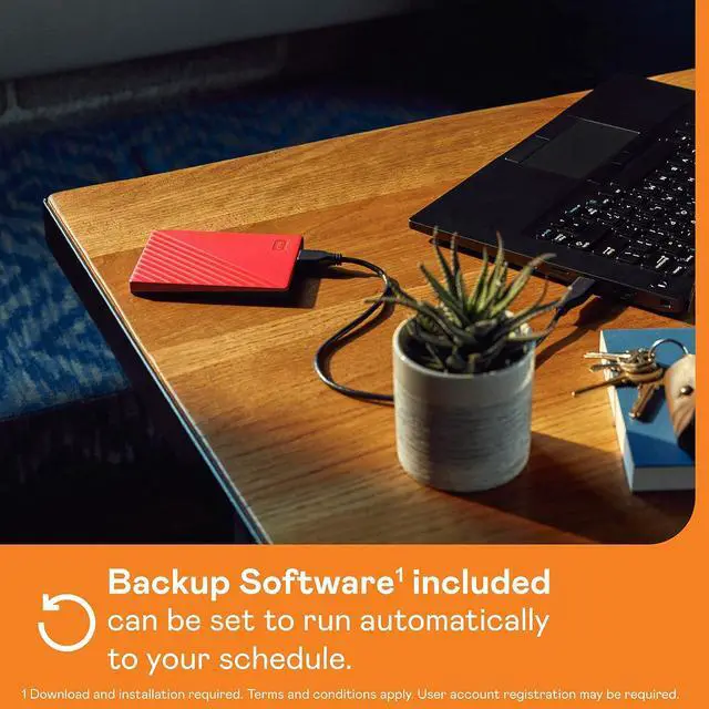 Alt view image 4 of 4 - WD 2TB My Passport, Portable External Hard Drive, Red, backup software with defense against ransomware, and password protection, USB 3.1/USB 3.0 compatible - WDBYVG0020BRD-WESN