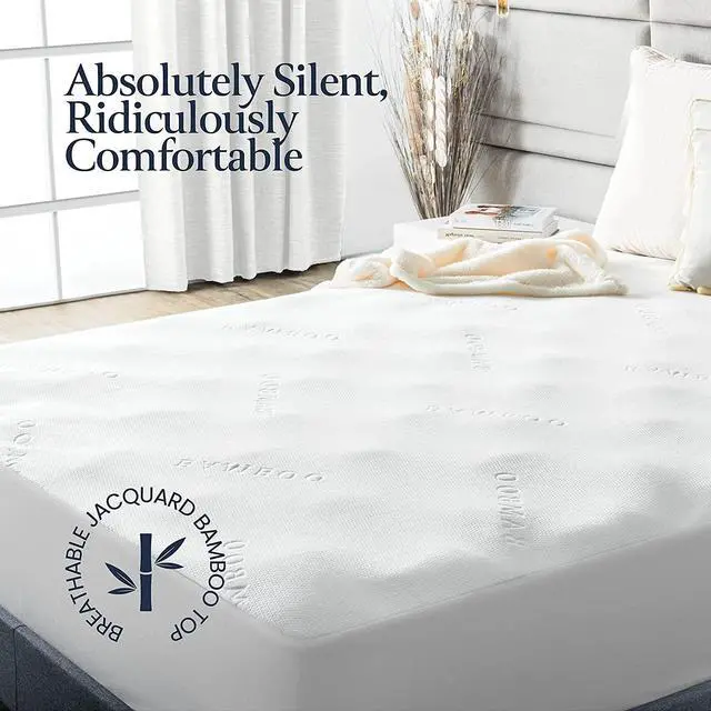 Alt view image 2 of 7 - 100% Waterproof Mattress Protector Twin - Luxury Comfort Bamboo Mattress Protector - Super Protective Leak-Proof Barrier - Hypoallergenic & Breathable Mattress Cover - Soft, Crinkle Free & Noiseless