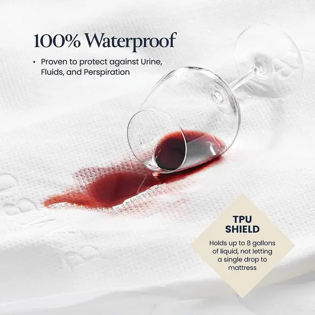 Alt view image 4 of 7 - 100% Waterproof Mattress Protector Twin - Luxury Comfort Bamboo Mattress Protector - Super Protective Leak-Proof Barrier - Hypoallergenic & Breathable Mattress Cover - Soft, Crinkle Free & Noiseless