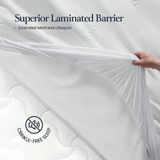 Alt view image 3 of 7 - 100% Waterproof Mattress Protector Twin - Luxury Comfort Bamboo Mattress Protector - Super Protective Leak-Proof Barrier - Hypoallergenic & Breathable Mattress Cover - Soft, Crinkle Free & Noiseless