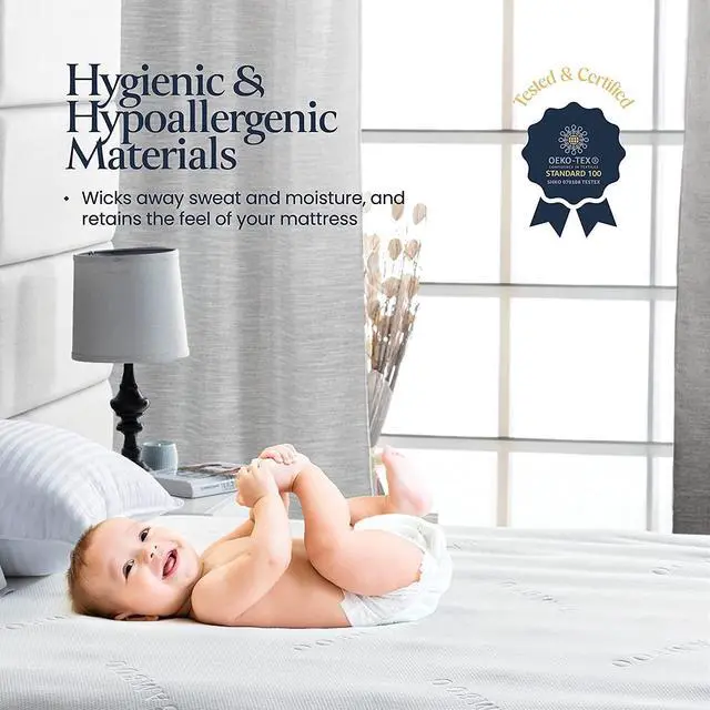 Alt view image 5 of 7 - 100% Waterproof Mattress Protector Twin - Luxury Comfort Bamboo Mattress Protector - Super Protective Leak-Proof Barrier - Hypoallergenic & Breathable Mattress Cover - Soft, Crinkle Free & Noiseless
