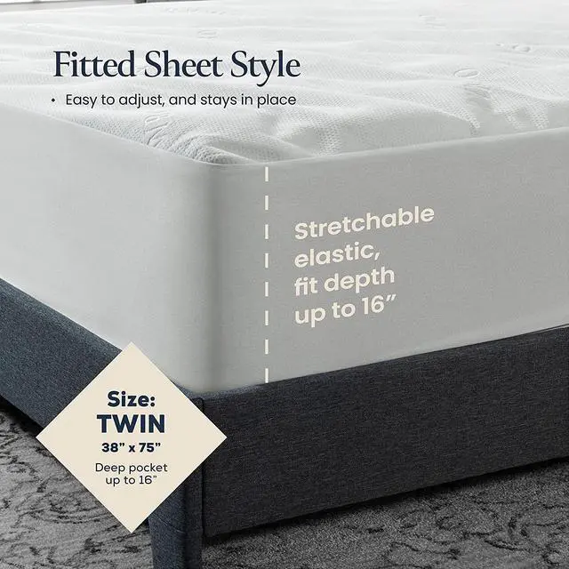 Alt view image 7 of 7 - 100% Waterproof Mattress Protector Twin - Luxury Comfort Bamboo Mattress Protector - Super Protective Leak-Proof Barrier - Hypoallergenic & Breathable Mattress Cover - Soft, Crinkle Free & Noiseless