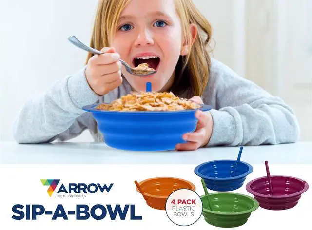 Alt view image 4 of 5 - Arrow Sip-A-Bowl Set - 22oz - 4-Pack - BPA-Free - Great for Kids' Cereal, Ice Cream, Soup - Assorted Colors