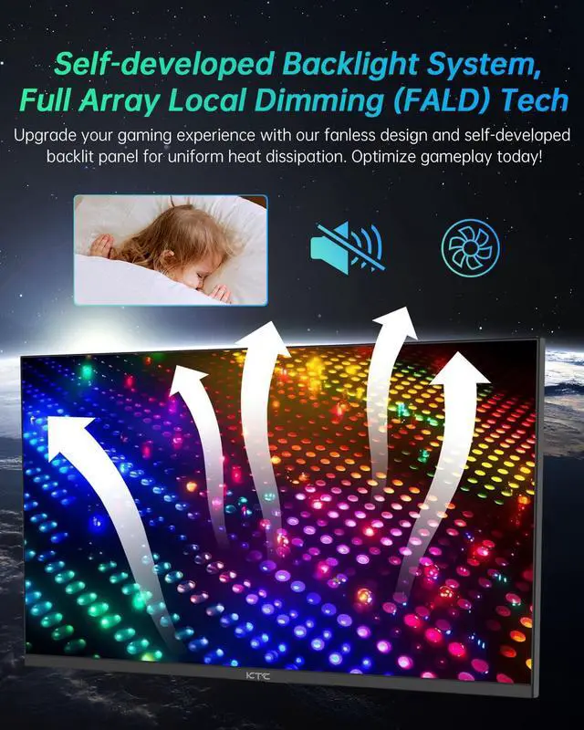 Alt view image 6 of 6 - KTC 27 Inch Mini LED Monitor, 1440P 165Hz/144Hz Gaming Monitor, HDR1000, Built-in Speakers, HDMI2.0, DP1.4, Type-C 90W, USB, KVM, Swivel/Height/Pivot/Tilt Adjustable, Mountable, 2K PC Monitor, M27T20