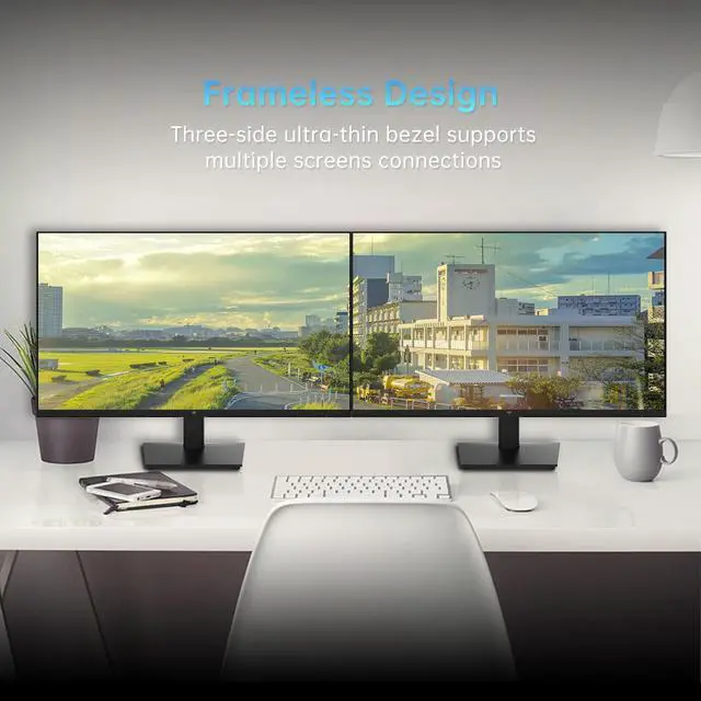 Alt view image 6 of 6 - KTC 24 Inch 1080P Full HD Computer Monitor, 100Hz Gaming Office Monitor with HDR10, Freesync, HDMI & VGA Ports, VESA Wall Mountable,Tilt Adjustable,Eye Care,Frameless Ergonomic Design, H24V27