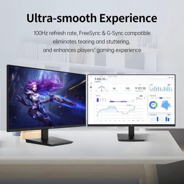 Alt view image 6 of 7 - 27 inch Monitor - KTC 1080P Monitor, 100Hz FreeSync Gaming Monitor with HDR10,VESA Mountable, Adjustable Tilt, ZeroFrame Design, HDMI,VGA,Earphone Ports, PC Monitor Work Monitor for Office,H27V13