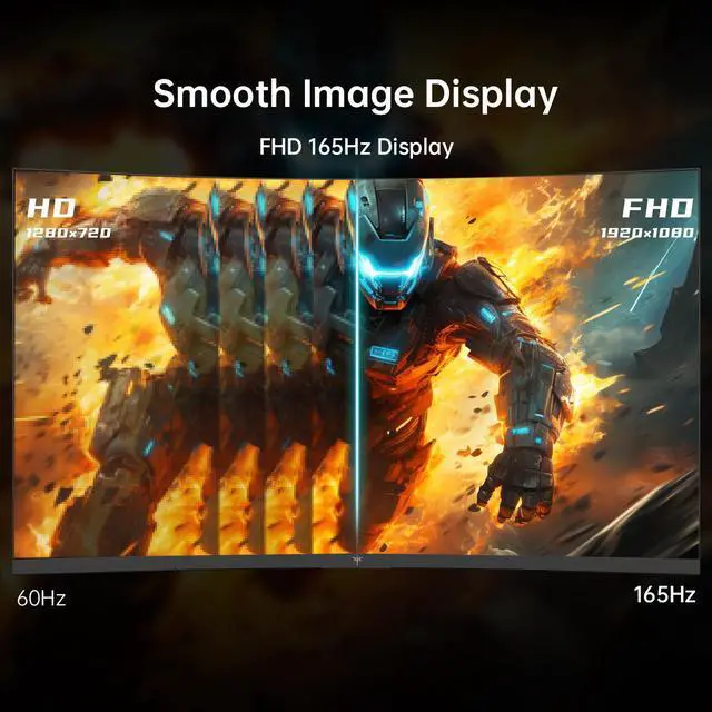 Alt view image 3 of 6 - KTC 32 Inch FHD 1080P Curved Gaming Monitor, 165Hz 1ms 122% sRGB with HDR, FreeSync Premium, HDMI 2.0x2, DisplayPort 1.4, VESA Compatible, Tilt Adjustable, Eye Care, H32S17C