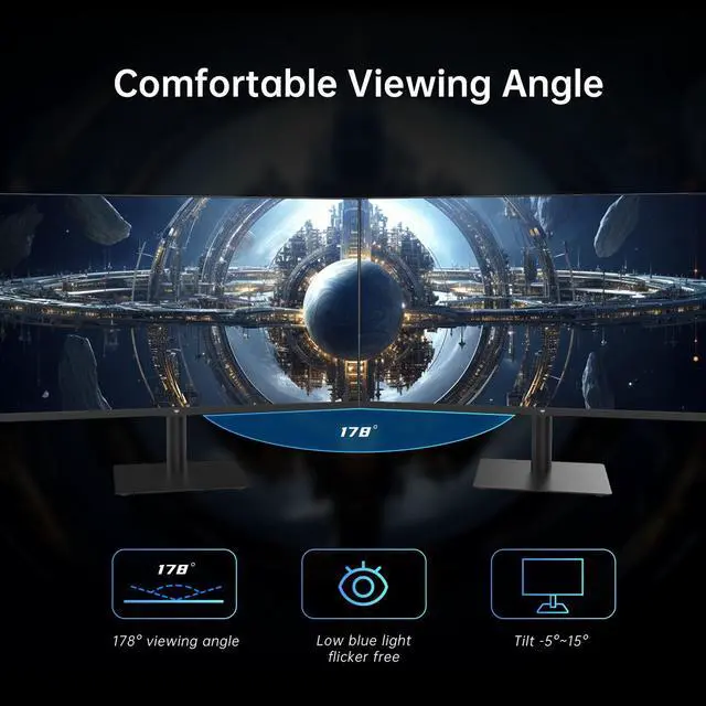 Alt view image 5 of 5 - KTC 32 Inch 2K Computer Monitor 100Hz (Up to 120Hz), IPS 1440p Monitor, Ultra-Thin Bezels, HDR10, Freesync/G-sync, HDMI/DP, Tilt Adjustable, Eyecare, Ideal for Business, Office, Casual Gaming, H32T13