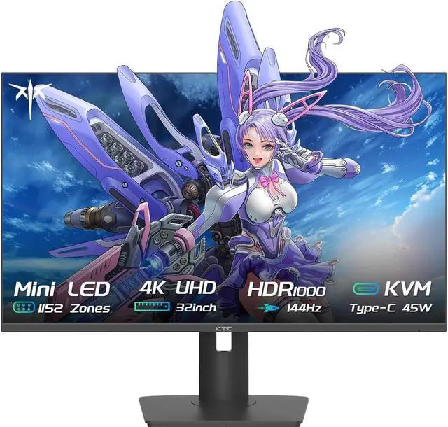 Main image of KTC 32 Inch 4K Gaming Monitor, UHD MiniLED 144Hz 1ms Fast IPS Computer Monitor, FreeSync&G-Sync, HDR1000, HDMI/DP/USB/Type-C, Tilt Swivel Height Adjustment, M32P10