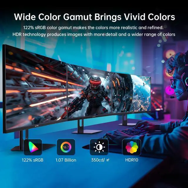 Alt view image 3 of 6 - KTC 27 Inch 180Hz Gaming Monitor, QHD 1440P 1ms GTG Fast IPS 2K Computer Gamer Monitor, Adaptive Sync, HDR , Tilt Adjustment, VESA Compatible, Eye Care, DisplayPort HDMI, H27T22S