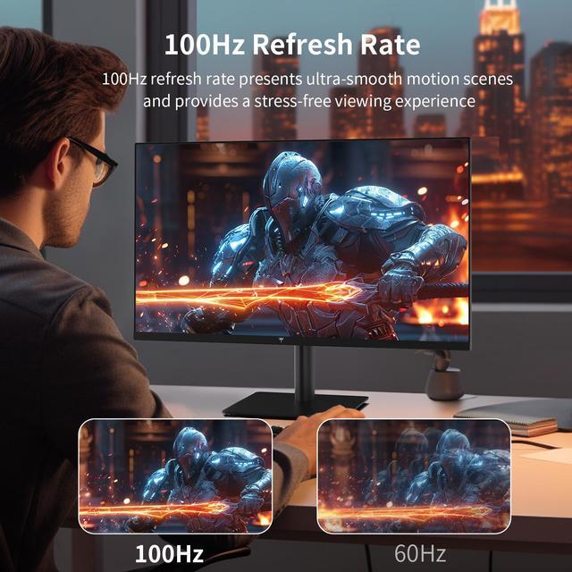 Alt view image 3 of 6 - KTC 27 Inch 1440P QHD Computer Monitor, 100Hz HDR Frameless IPS Gaming Monitor with Freesync, HDMI DisplayPort Eye Care PC Monitor for Working, VESA, Tilt Adjustable
