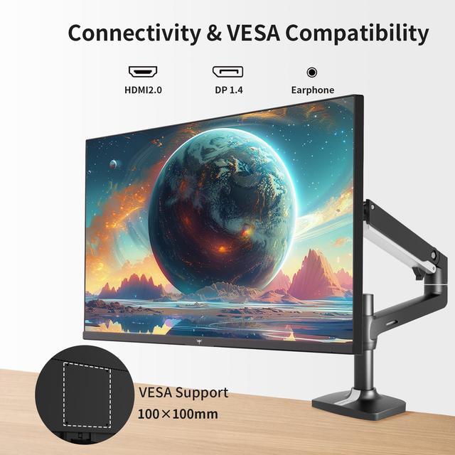 Alt view image 6 of 6 - KTC 27 Inch 1440P QHD Computer Monitor, 100Hz HDR Frameless IPS Gaming Monitor with Freesync, HDMI DisplayPort Eye Care PC Monitor for Working, VESA, Tilt Adjustable