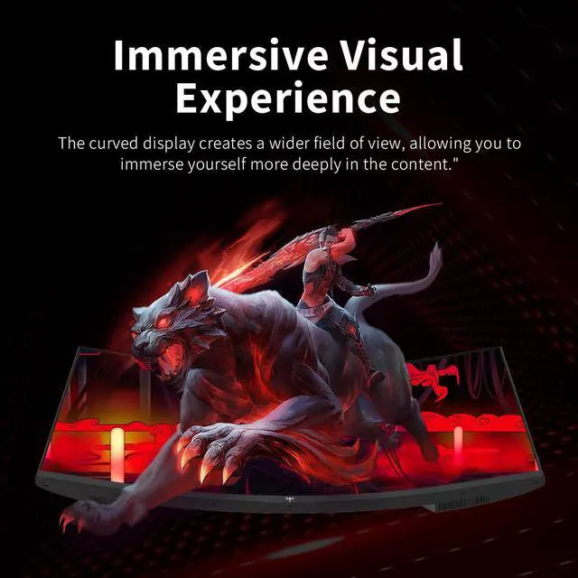 Alt view image 5 of 6 - KTC 24 Inch Curved Gaming Monitor, 165Hz FHD 1080P Frameless Computer Monitor, Freesync/G-Sync Support, 99% sRGB, 3000:1 Contrast, HDMI, DisplayPort, Wall Mountable/Tilt Adjustable, H24S17