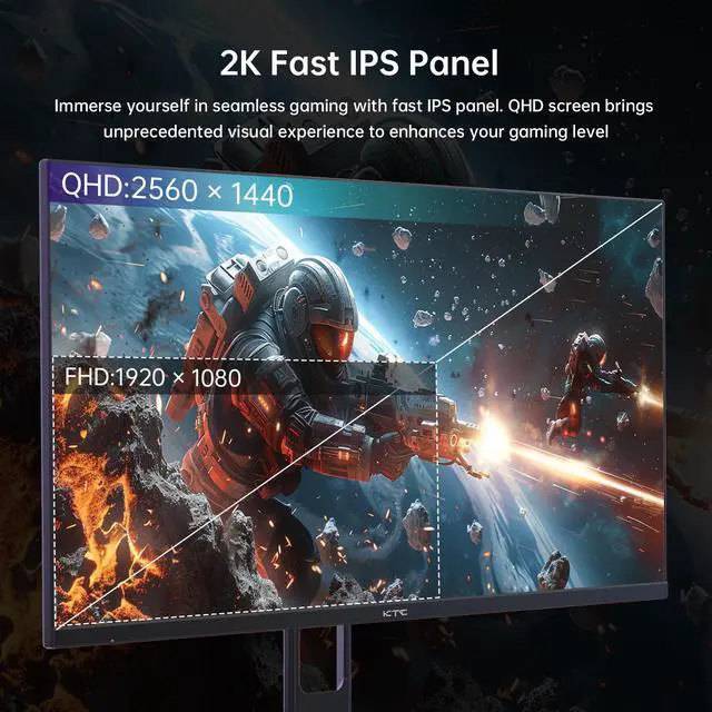 Alt view image 4 of 6 - KTC 27 Inch 180Hz Gaming Monitor, QHD 1440P 1ms GTG Fast IPS 2K Computer Gamer Monitor, Adaptive Sync, HDR , Tilt Adjustment, VESA Compatible, Eye Care, DisplayPort HDMI, H27T22S