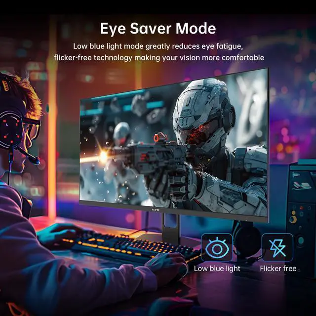 Alt view image 6 of 6 - KTC 27 Inch 180Hz Gaming Monitor, QHD 1440P 1ms GTG Fast IPS 2K Computer Gamer Monitor, Adaptive Sync, HDR , Tilt Adjustment, VESA Compatible, Eye Care, DisplayPort HDMI, H27T22S