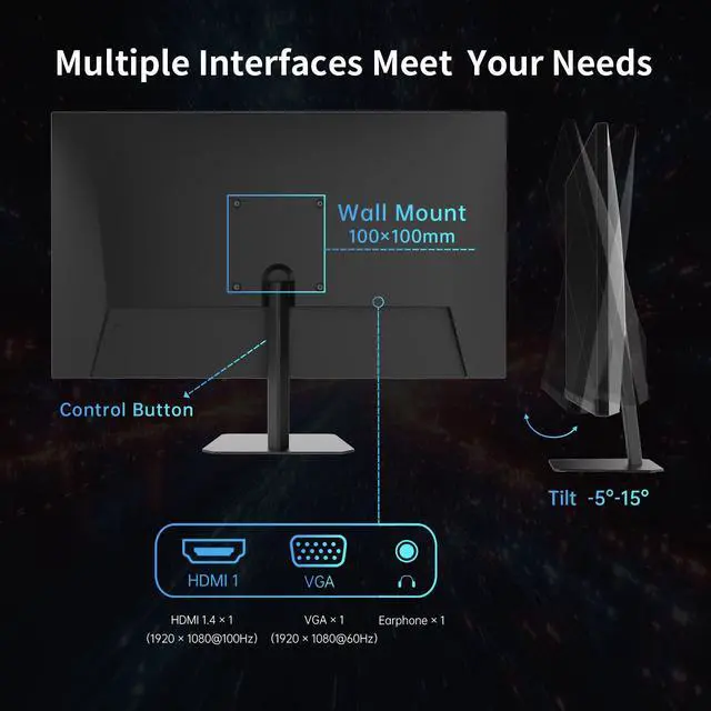 Alt view image 5 of 5 - KTC 24.5 Inch 100Hz IPS Computer Monitor - FHD(1920 x 1080P), Anti-Blue Light Screen, 126% sRGB, 16.7M, Support FreeSync and GSync, PC Monitor for Casual Gaming and Working
