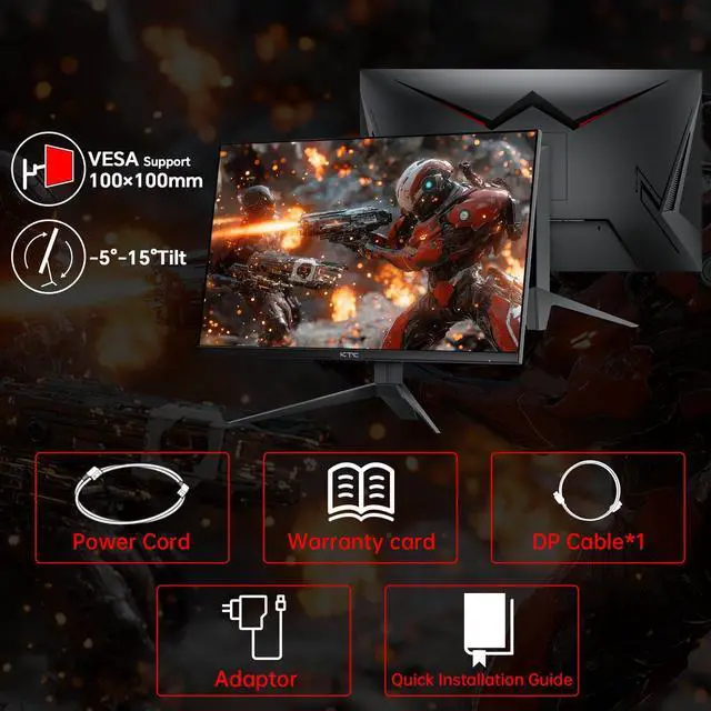 Alt view image 7 of 7 - KTC 27 inch 4K 144Hz Gaming Monitor, UHD 3840 x 2160 IPS Computer PC Monitor, FreeSync & G-Sync, HDR Support, 134% sRGB, HDMI/DisPlayPort/USB, Tilt Adjustable, VESA Mountable, H27P22