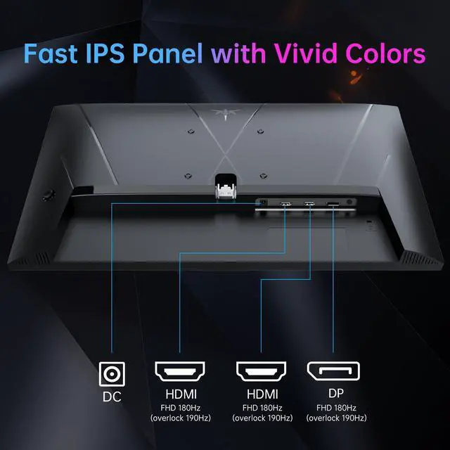Alt view image 6 of 7 - KTC 24 Inch 180Hz/190Hz Gaming Monitor, FHD PC Computer Monitor with Fast IPS Panel, HDR400, 133% sRGB, Bluelight Filter, 2 HDMI & 1 DP Port, Compatible Freesync and Wall Mountable, H24F8