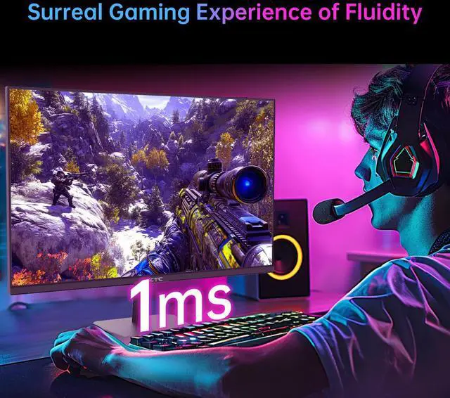Alt view image 3 of 7 - KTC 24 Inch 180Hz/190Hz Gaming Monitor, FHD PC Computer Monitor with Fast IPS Panel, HDR400, 133% sRGB, Bluelight Filter, 2 HDMI & 1 DP Port, Compatible Freesync and Wall Mountable, H24F8