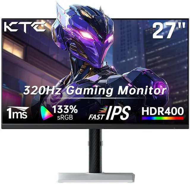 Alt view image 2 of 7 - KTC 27 Inch White Gaming Monitor 300Hz/320Hz, QHD 1440P Fast IPS Computer Monitor with Adaptive FreeSync, HDR400, Height/Pivot/Swivel/Tilt Adjustable, DP&HDMI, H27E6