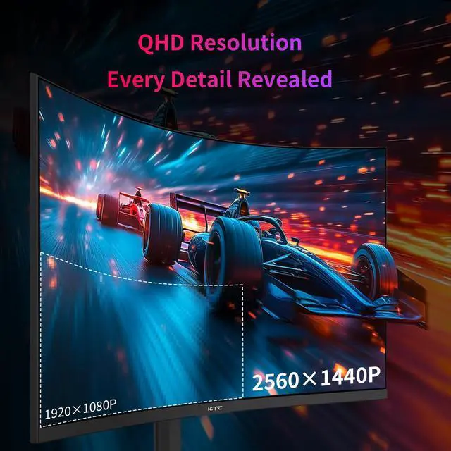 Alt view image 5 of 7 - KTC 32 Inch 240Hz Curved Gaming Monitor, 2K 1440P Computer PC Monitor with 1000R 1ms Frameless, Adaptive Sync,122% sRGB, HDMI, DisplayPort, Tilt Adjustable, H32S25E