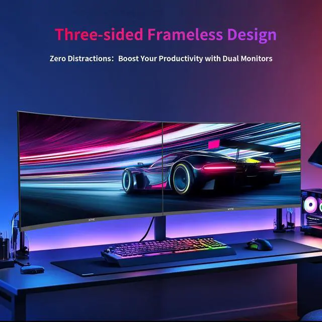 Alt view image 7 of 7 - KTC 32 Inch 240Hz Curved Gaming Monitor, 2K 1440P Computer PC Monitor with 1000R 1ms Frameless, Adaptive Sync,122% sRGB, HDMI, DisplayPort, Tilt Adjustable, H32S25E