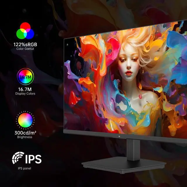 Alt view image 3 of 7 - KTC 24 Inch QHD 2560x1440 IPS Computer Monitor, 100Hz Zero-Frame 2K Gaming Office Monitor, Adaptive Sync, HDR10, VESA, Tilt Adjustable, Low Blue Light, DisplayPort, HDMI, H24T27