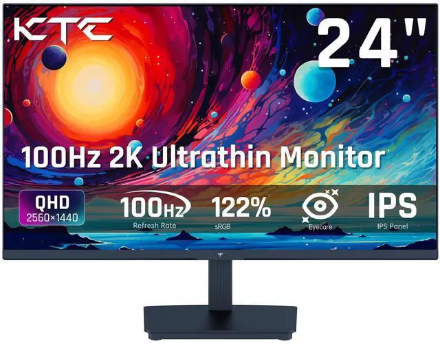 Main image of KTC 24 Inch QHD 2560x1440 IPS Computer Monitor, 100Hz Zero-Frame 2K Gaming Office Monitor, Adaptive Sync, HDR10, VESA, Tilt Adjustable, Low Blue Light, DisplayPort, HDMI, H24T27