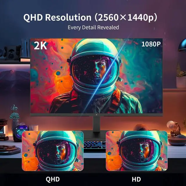 Alt view image 2 of 7 - KTC 24 Inch QHD 2560x1440 IPS Computer Monitor, 100Hz Zero-Frame 2K Gaming Office Monitor, Adaptive Sync, HDR10, VESA, Tilt Adjustable, Low Blue Light, DisplayPort, HDMI, H24T27