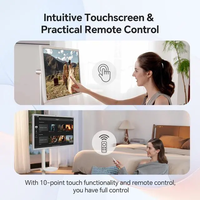 Alt view image 3 of 7 - KTC 27 Inch MegPad 1080p Portable TV Touchscreen Monitor, Google EDLA-Certified Android 14 8G RAM+128G Storage Standbyme Smart TV on Wheels, Remote Control, Built-in Battery