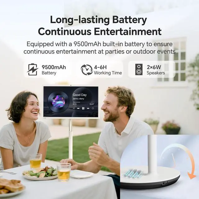 Alt view image 4 of 7 - KTC 27 Inch MegPad 1080p Portable TV Touchscreen Monitor, Google EDLA-Certified Android 14 8G RAM+128G Storage Standbyme Smart TV on Wheels, Remote Control, Built-in Battery