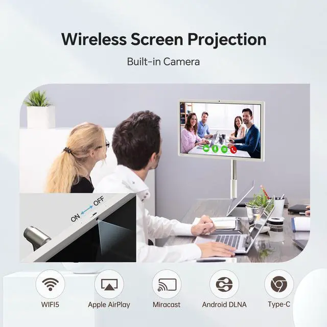 Alt view image 5 of 7 - KTC 27 Inch MegPad 1080p Portable TV Touchscreen Monitor, Google EDLA-Certified Android 14 8G RAM+128G Storage Standbyme Smart TV on Wheels, Remote Control, Built-in Battery