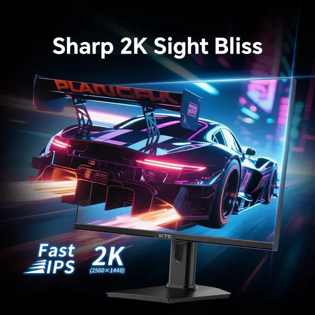 Alt view image 3 of 7 - KTC 24 inch Gaming Monitor QHD 180Hz, Fast IPS 1440p Computer Monitor, Up to 185Hz, 1ms, G-Sync/FreeSync, HDR400, Height Adjustable, 2 x HDMI, 1 x DP H24T7