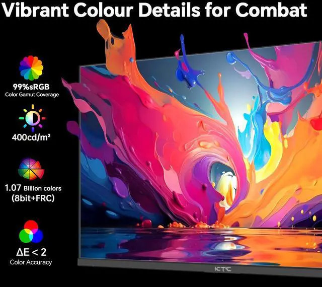 Alt view image 5 of 7 - KTC 24 inch Gaming Monitor QHD 180Hz, Fast IPS 1440p Computer Monitor, Up to 185Hz, 1ms, G-Sync/FreeSync, HDR400, Height Adjustable, 2 x HDMI, 1 x DP H24T7