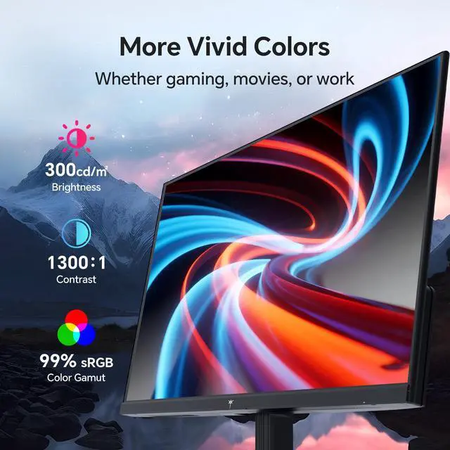 Alt view image 4 of 7 - KTC 27 Inch QHD Computer Monitor 100Hz, Up to 120Hz, IPS Panel, 2K 1440P PC Gaming Monitor for Home Office, Adaptive-Sync Support, HDR10, Tilt Adjustable, H27D9