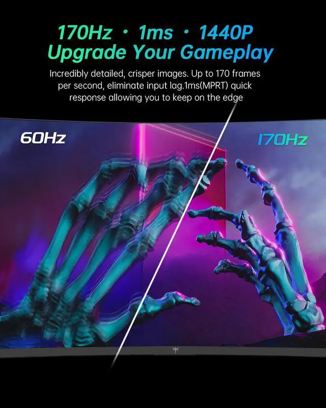 Alt view image 7 of 6 - KTC 27 inch Gaming Monitor, 1440P Curved Monitor, 165Hz, 144Hz, 2K, 1500R, 1ms, FreeSync Premium/G-Sync, DisplayPort/HDMI/USB, Vesa/Wall Mount Computer Monitor, Desktop PC Monitor, Ultrawide H27S17
