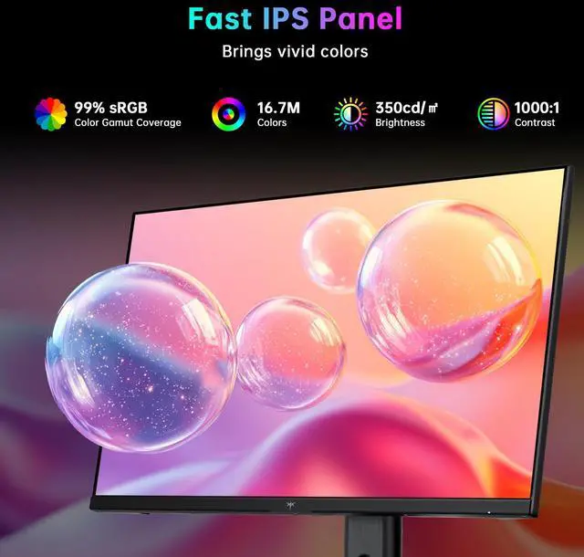 Alt view image 4 of 7 - KTC 24.5 Inch 300Hz Gaming Monitor, FHD 1080P 240Hz Fast IPS Monitor, HDR, FreeSync, DisplayPort x1 HDMI x2, 119% sRGB, Height/Pivot/Tilt Adjustment, VESA Support, H25Y7