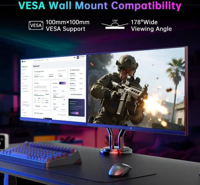 Alt view image 7 of 7 - KTC 24.5 Inch 300Hz Gaming Monitor, FHD 1080P 240Hz Fast IPS Monitor, HDR, FreeSync, DisplayPort x1 HDMI x2, 119% sRGB, Height/Pivot/Tilt Adjustment, VESA Support, H25Y7