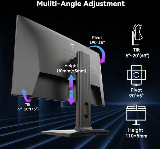 Alt view image 5 of 7 - KTC 24.5 Inch 240Hz Gaming Monitor, FHD 1080p Fast IPS Computer Monitor, 1ms with Adaptive-Sync, HDR400, HDMI x2, DPx1, VESA Mount, Tilt/Pivot/Height Adjustment, H25T7-3