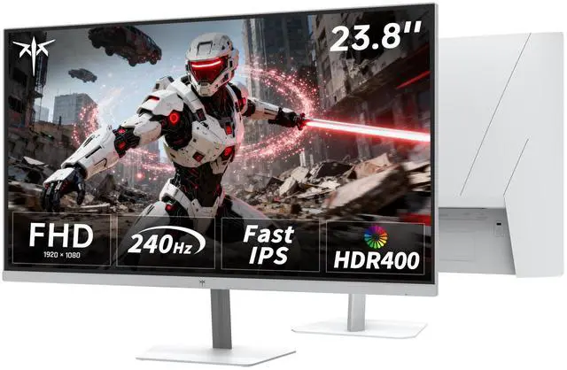 Main image of KTC 24 Inch 240Hz Gaming Monitor, FHD 1080p PC Computer Monitor with Fast IPS Panel, 1ms Adaptive Sync, HDR400, 116% sRGB, HDMI/DP/USB2.0 Port, Tilt Adjustment, VESA, Eye Care, White, H24F7