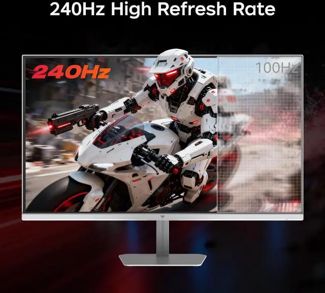 Alt view image 3 of 7 - KTC 24 Inch 240Hz Gaming Monitor, FHD 1080p PC Computer Monitor with Fast IPS Panel, 1ms Adaptive Sync, HDR400, 116% sRGB, HDMI/DP/USB2.0 Port, Tilt Adjustment, VESA, Eye Care, White, H24F7