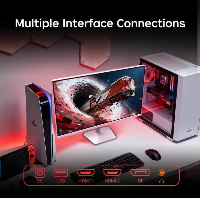 Alt view image 7 of 7 - KTC 24 Inch 240Hz Gaming Monitor, FHD 1080p PC Computer Monitor with Fast IPS Panel, 1ms Adaptive Sync, HDR400, 116% sRGB, HDMI/DP/USB2.0 Port, Tilt Adjustment, VESA, Eye Care, White, H24F7