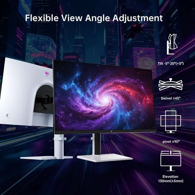 Alt view image 7 of 7 - KTC 27 Inch 4K QD-Mini LED Gaming Monitor, Dual Mode (UHD 72Hz/FHD 144Hz) 3840x2160 Monitor with Fast IPS, HDR1000, Adaptive-Sync, HDMI & DP, VESA, Height/Pivot/Swivel/Tilt Adjustable, White, M27U6