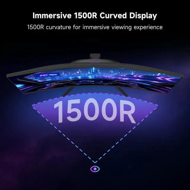 Alt view image 4 of 7 - KTC 32 Inch 280Hz 240Hz Curved Gaming Monitor, FHD 1500R PC Monitor 1080P, Adaptive-Sync, HDR, 128% sRGB, 3500:1 Contrast, HDMI/DisplayPort, VESA Compatible, H32C5
