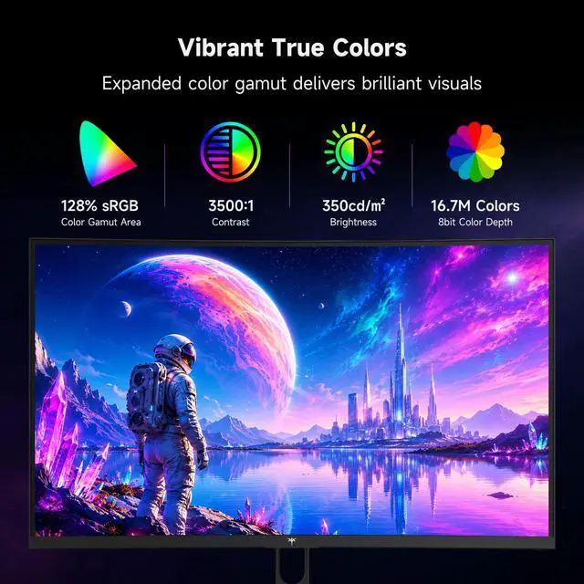 Alt view image 3 of 7 - KTC 32 Inch 280Hz 240Hz Curved Gaming Monitor, FHD 1500R PC Monitor 1080P, Adaptive-Sync, HDR, 128% sRGB, 3500:1 Contrast, HDMI/DisplayPort, VESA Compatible, H32C5