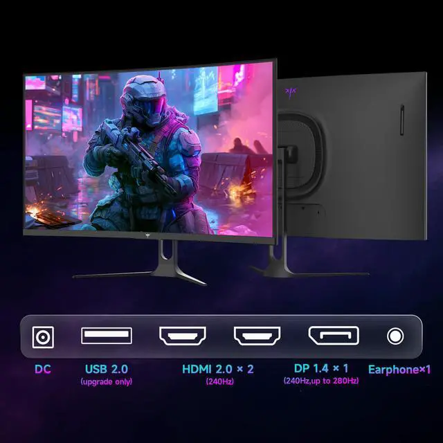 Alt view image 6 of 7 - KTC 32 Inch 280Hz 240Hz Curved Gaming Monitor, FHD 1500R PC Monitor 1080P, Adaptive-Sync, HDR, 128% sRGB, 3500:1 Contrast, HDMI/DisplayPort, VESA Compatible, H32C5