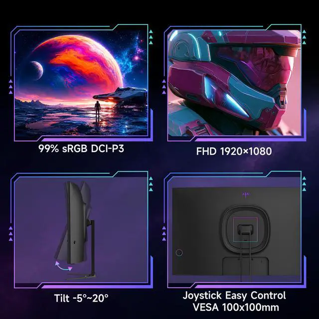 Alt view image 7 of 7 - KTC 32 Inch 280Hz 240Hz Curved Gaming Monitor, FHD 1500R PC Monitor 1080P, Adaptive-Sync, HDR, 128% sRGB, 3500:1 Contrast, HDMI/DisplayPort, VESA Compatible, H32C5