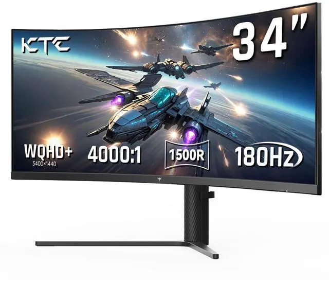 Main image of 34 Inch Ultrawide Monitor, 180Hz WQHD 3440X1440 Curved Gaming Monitor, 1500R PC Monitor, HDR, FreeSync & G-Sync, HDMI, DisplayPort, VESA, Tilt Swivel Height Pivot Adjustment, H34S5