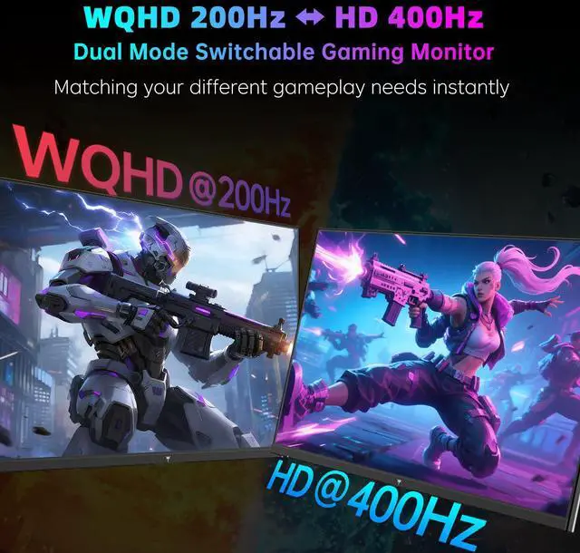Alt view image 2 of 7 - KTC 27 Inch 1440p 200Hz Curved Gaming Monitor, WQHD 200Hz / HD 400Hz Dual Mode 1500R PC Monitor, Adaptive-Sync, 5000:1 Contrast, HDR, HDMI/DisplayPort, VESA Compatible, H27S5