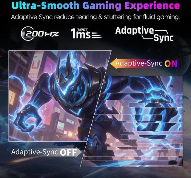 Alt view image 3 of 7 - KTC 27 Inch 1440p 200Hz Curved Gaming Monitor, WQHD 200Hz / HD 400Hz Dual Mode 1500R PC Monitor, Adaptive-Sync, 5000:1 Contrast, HDR, HDMI/DisplayPort, VESA Compatible, H27S5